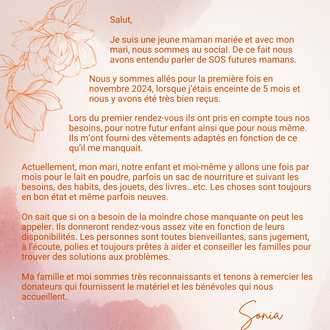 carte de remerciement de Sonia